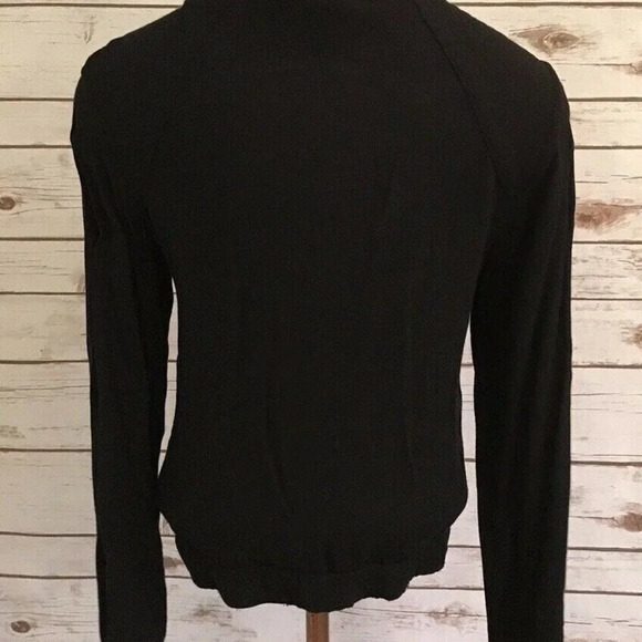 LA HEARTS Women Long Sleeve Open Front Zip-Up Black Casual Shirt Top Size Medium - Picture 6 of 12